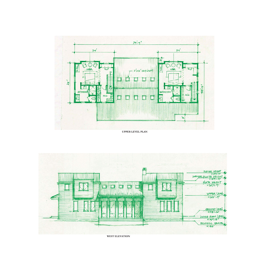 Architectural plans and elevations for the Hudson Valley Reconstruction